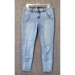 Kut From The Kloth Jeans Womens 12 Connie Ankle Skinny Blue Distressed Stretch